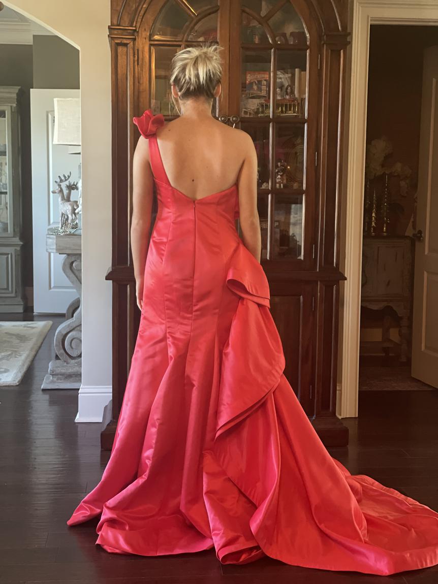 CUSTOM Size 4 Pageant Satin Red Dress With Train on Queenly