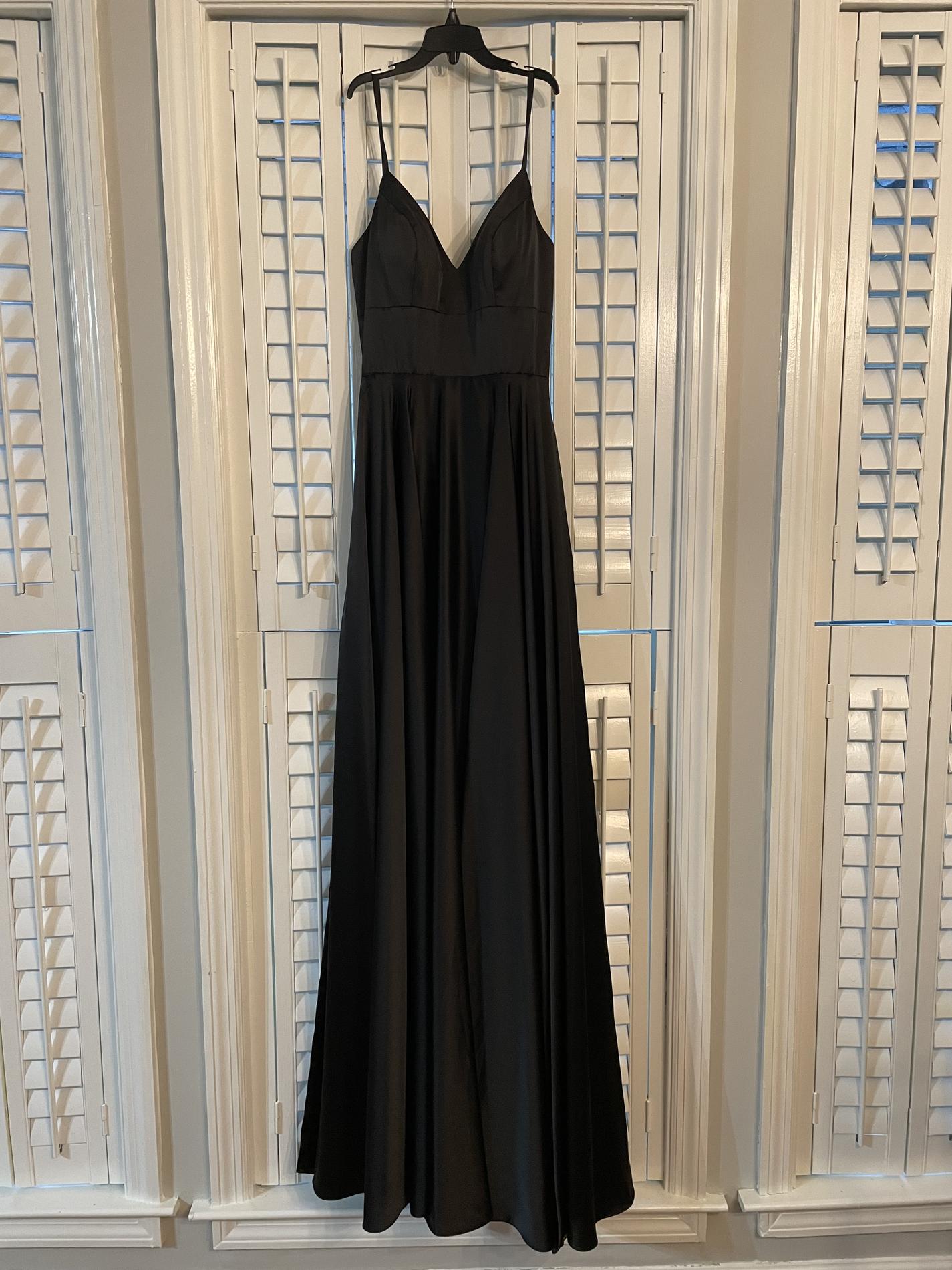 Size 4 Satin Black A-line Dress on Queenly