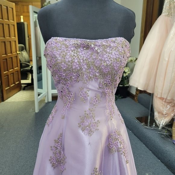 Style HBP1933 Precious Formals Size 6 Prom Strapless Purple Ball Gown on Queenly