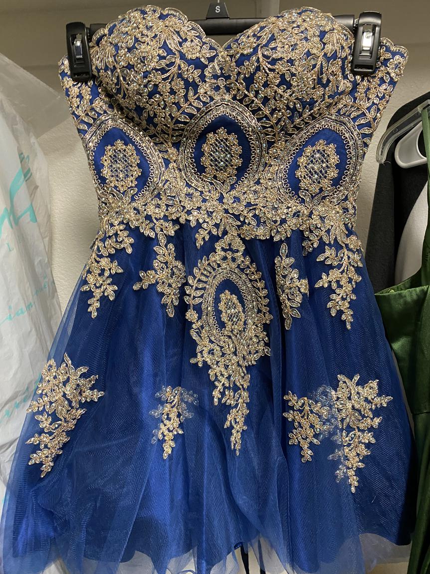 Camille La Vie Size 4 Strapless Blue Mermaid Dress on Queenly