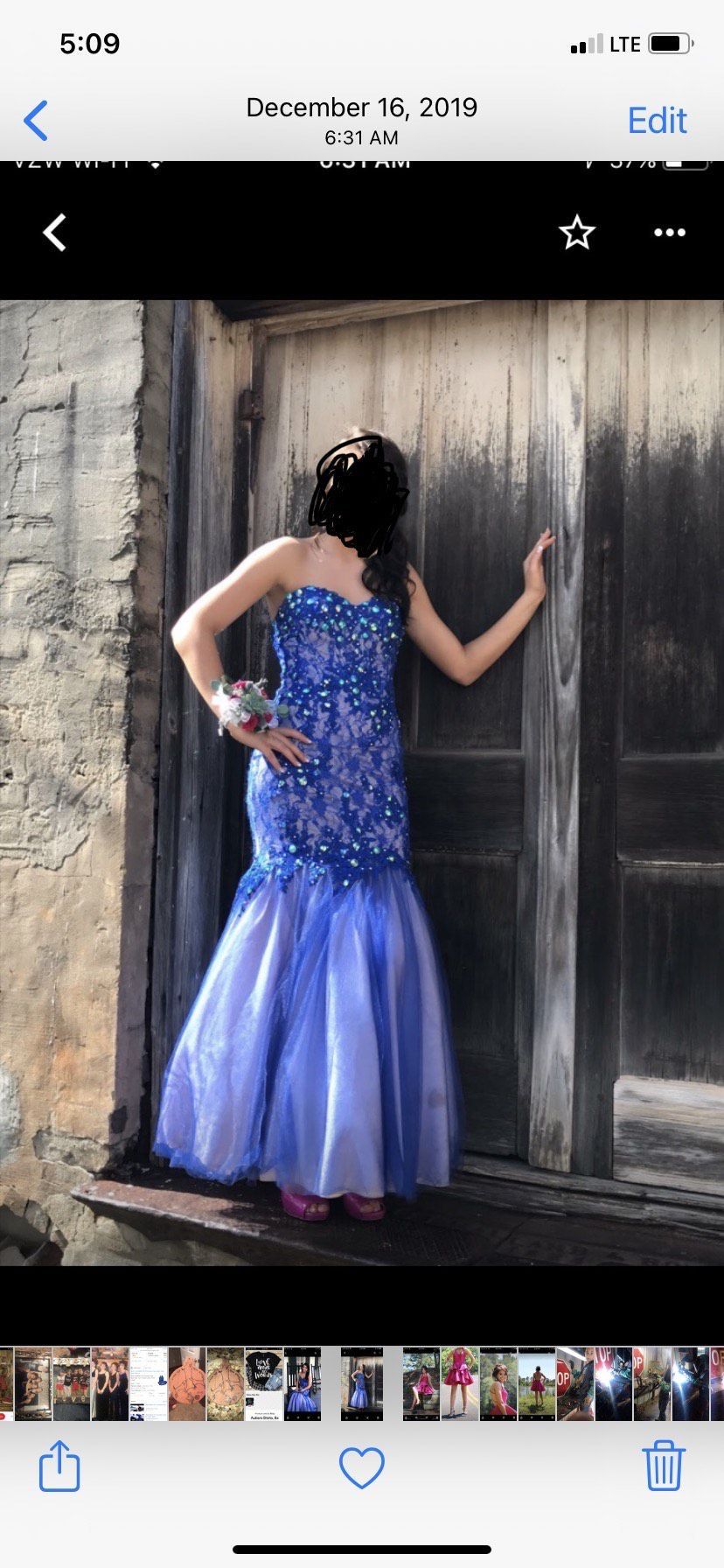 Size 2 Prom Strapless Lace Royal Blue Mermaid Dress on Queenly