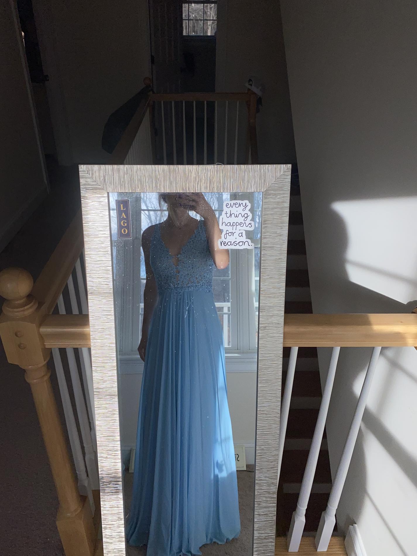Faviana Size 4 Blue Floor Length Maxi on Queenly