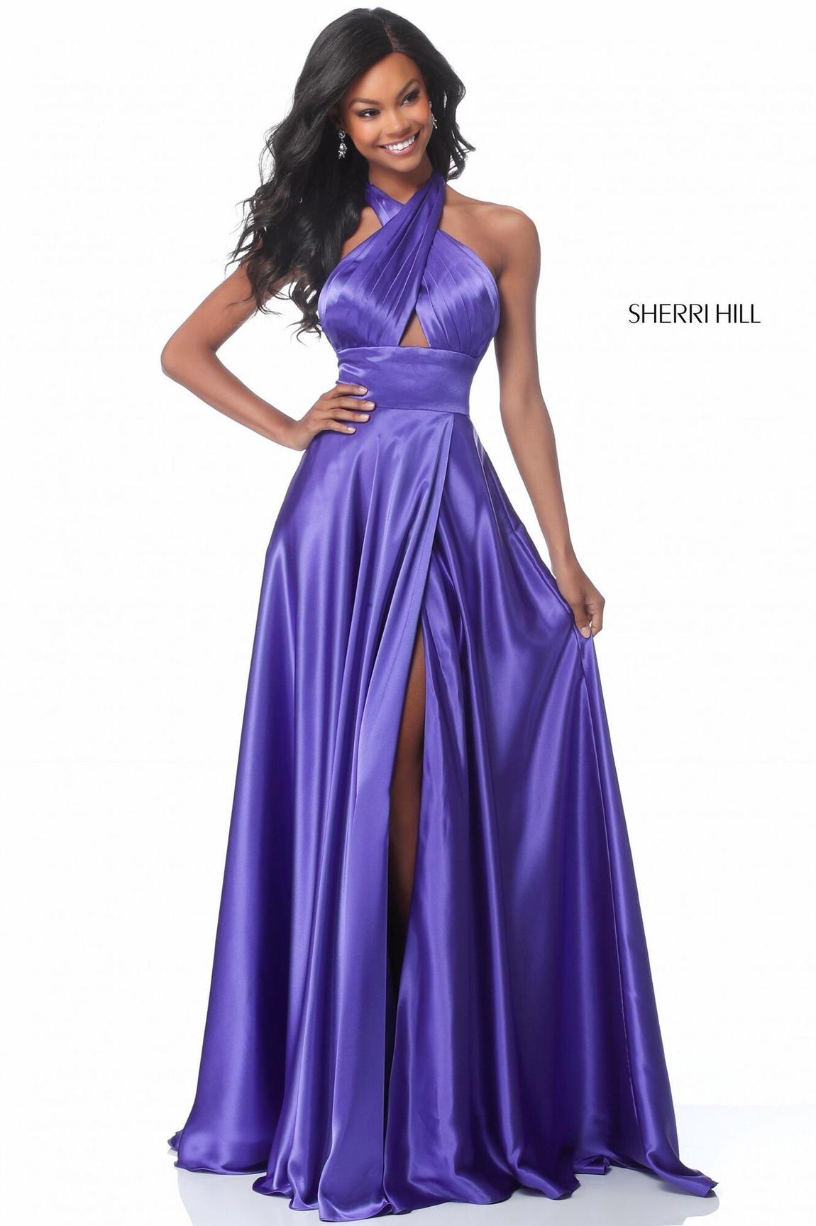 Style 51897 Sherri Hill Size 2 Prom Halter Purple Floor Length Maxi on Queenly