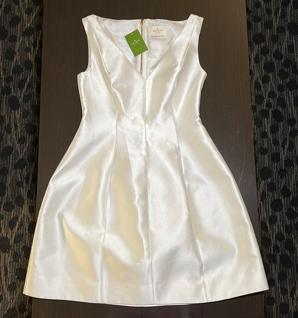 Kate Spade Size 0 Pageant Satin White Cocktail Dress on Queenly