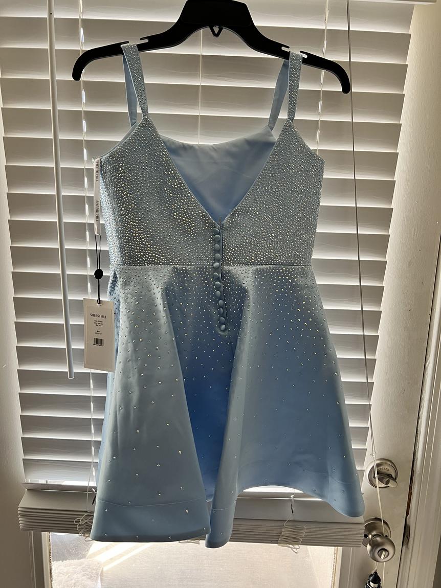 Sherri Hill Girls Size 14 Homecoming Sequined Light Blue Cocktail Dress on Queenly