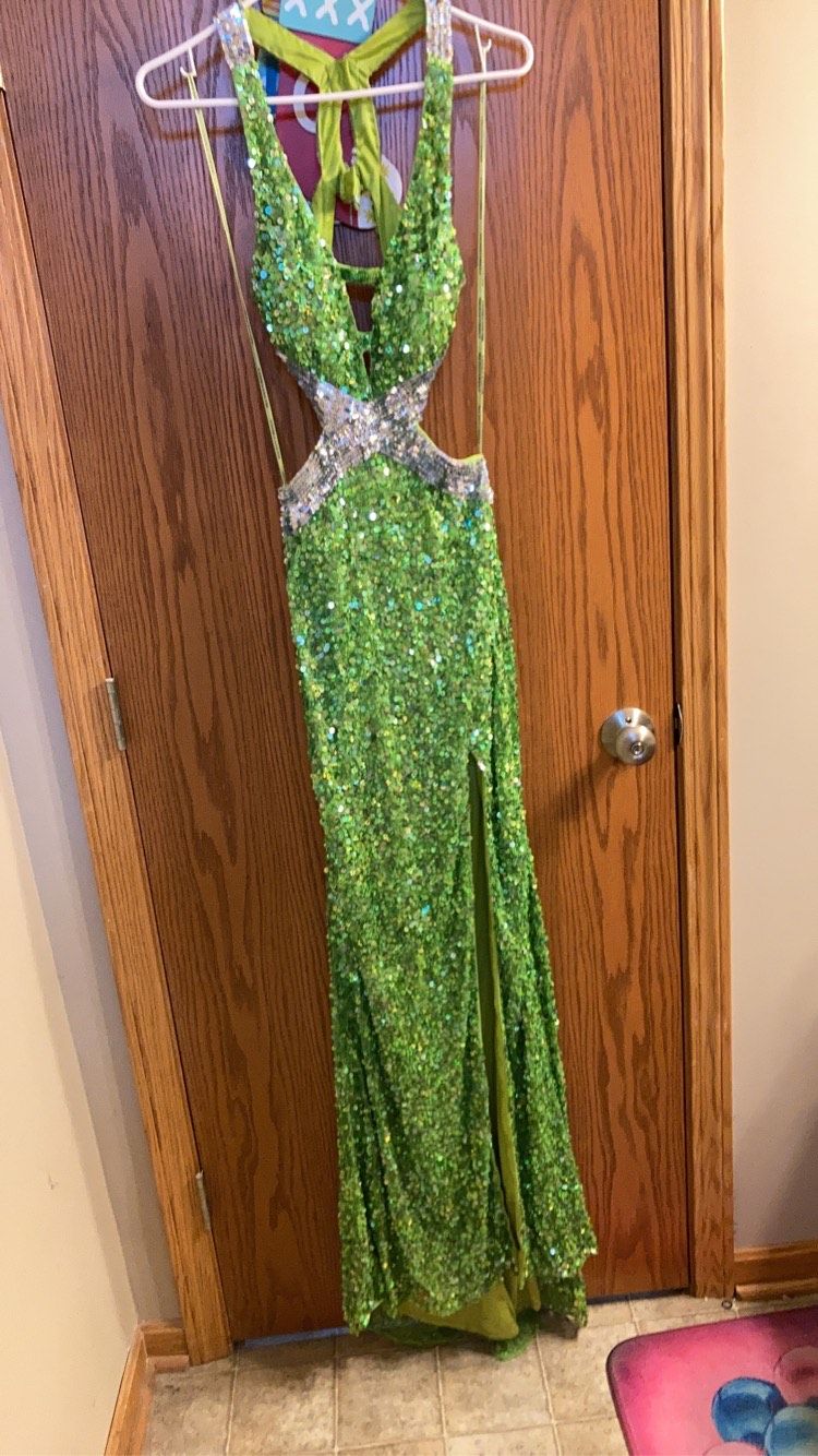 Precious Formals Size 0 Prom Green Side Slit Dress on Queenly