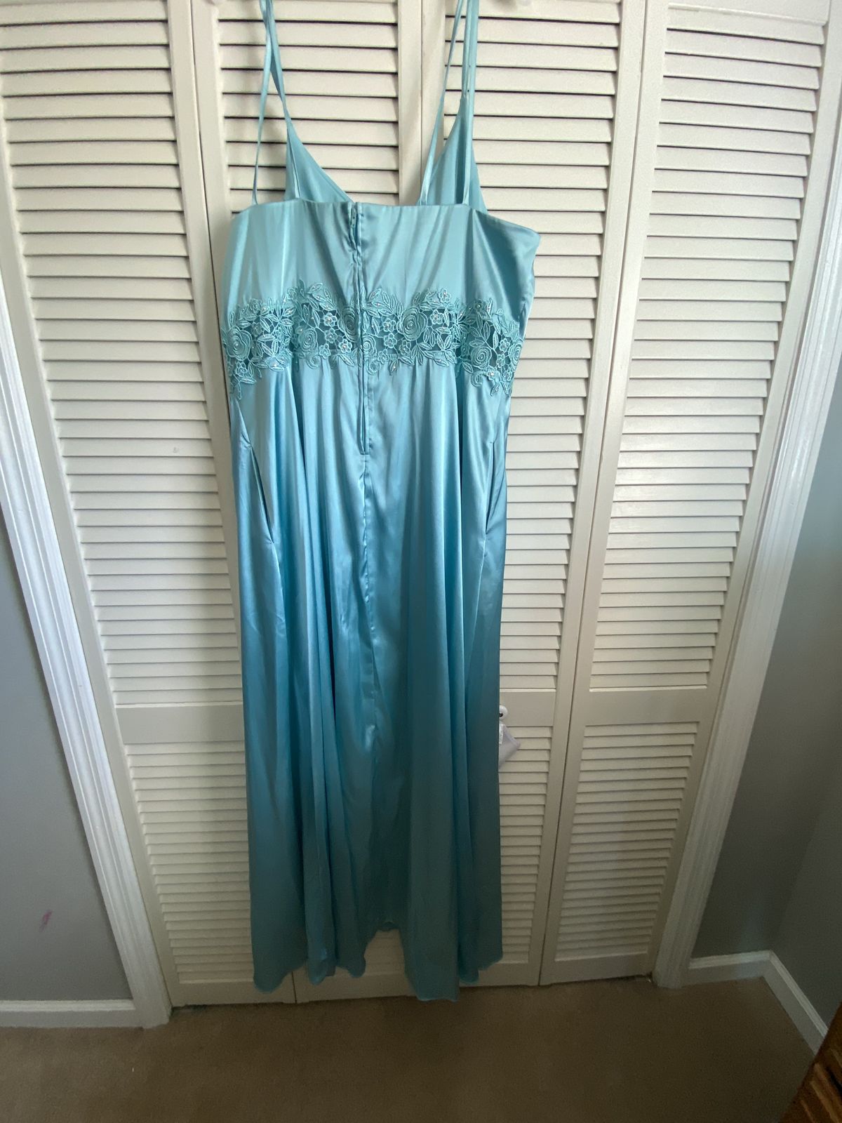 David’s bridal city triangles size 23 Plus Size 22 Blue Side Slit Dress on Queenly