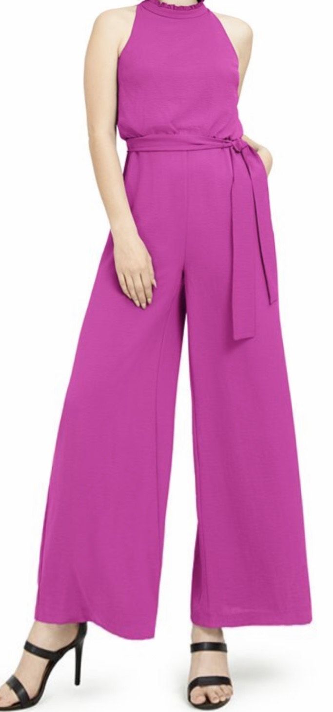 Size 6 Pageant Interview High Neck Light Pink Formal Jumpsuit on Queenly