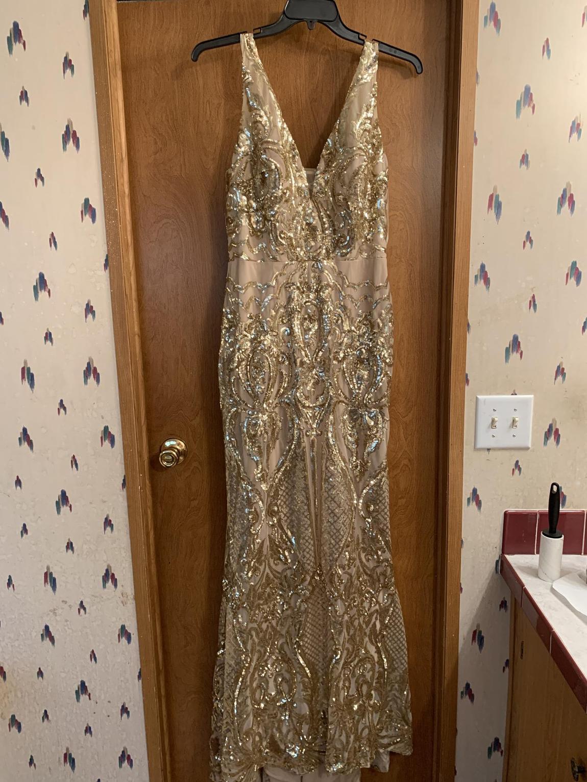 None Size 14 Prom Gold Mermaid Dress on Queenly
