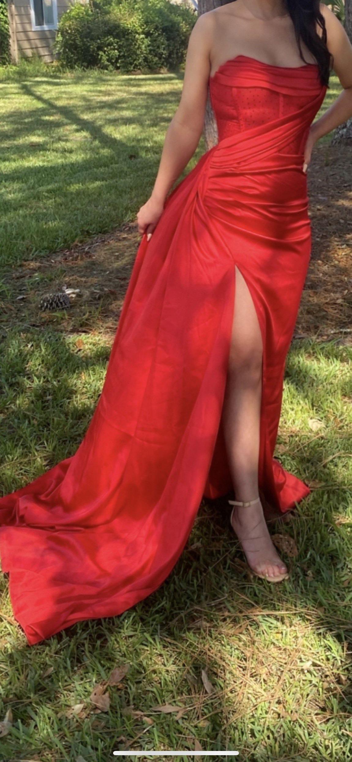 Size 0 Prom Red Floor Length Maxi on Queenly