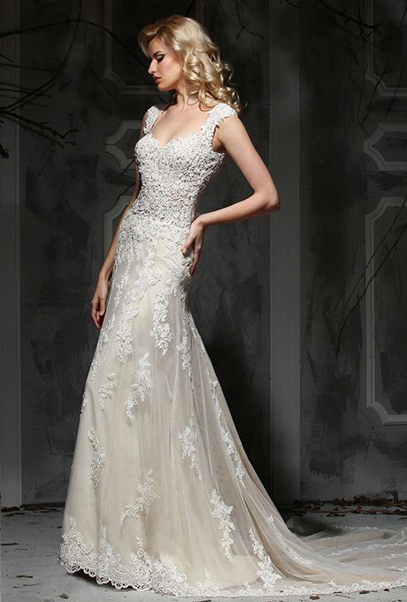 Style 10336 Impression White Size 10 Ivory Tulle Mermaid Dress on Queenly