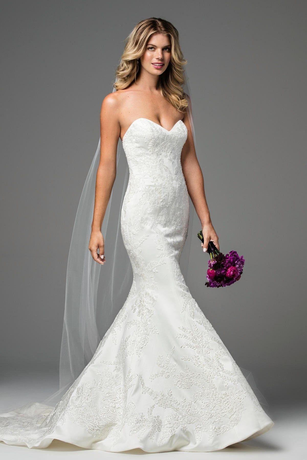 Style 18727 Wtoo Size 6 Wedding Satin White Mermaid Dress on Queenly