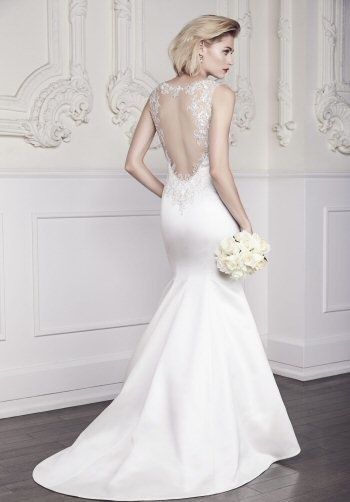 Style 1963 Mikaella Size 10 Wedding Satin White Mermaid Dress on Queenly