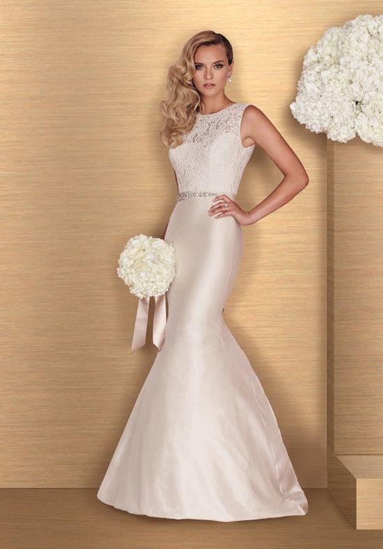 Style 4664 Paloma Blanca Size 12 Wedding Lace Nude Mermaid Dress on Queenly
