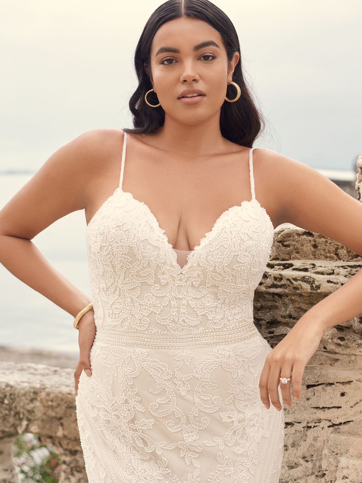 Style CAMBRIE Sottero and Midgley Plus Size 16 Wedding Lace White Mermaid Dress on Queenly