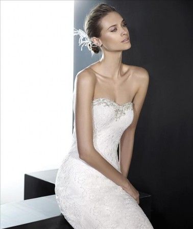 Style PRINTA Pronovias Size 10 Wedding Lace White Mermaid Dress on Queenly
