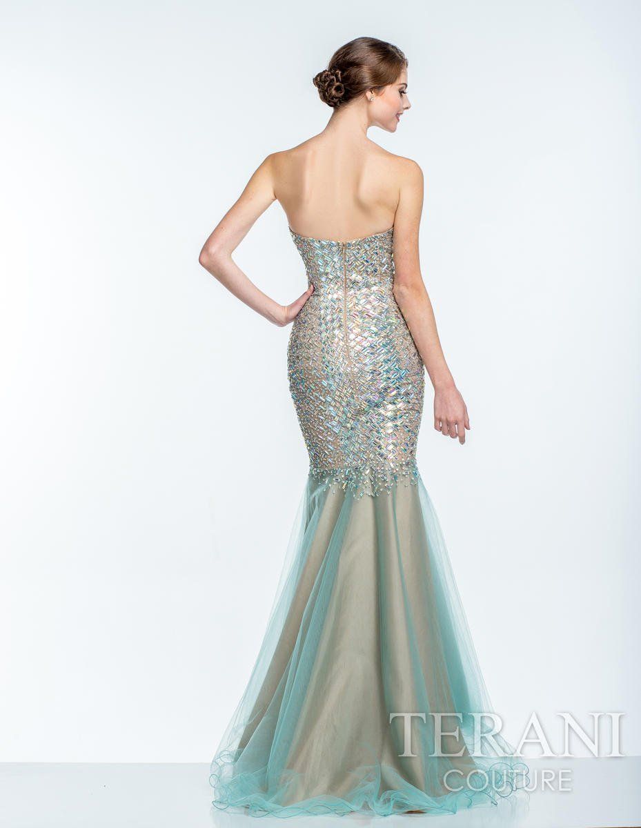 Style 151P0124 Terani Size 6 Prom Nude Mermaid Dress on Queenly