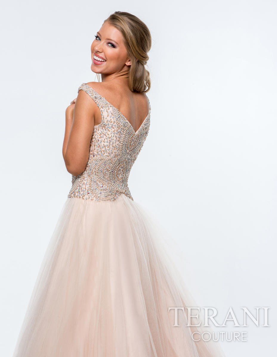 Style 151P0185 Terani Size 8 Prom Sequined Light Pink Ball Gown on Queenly