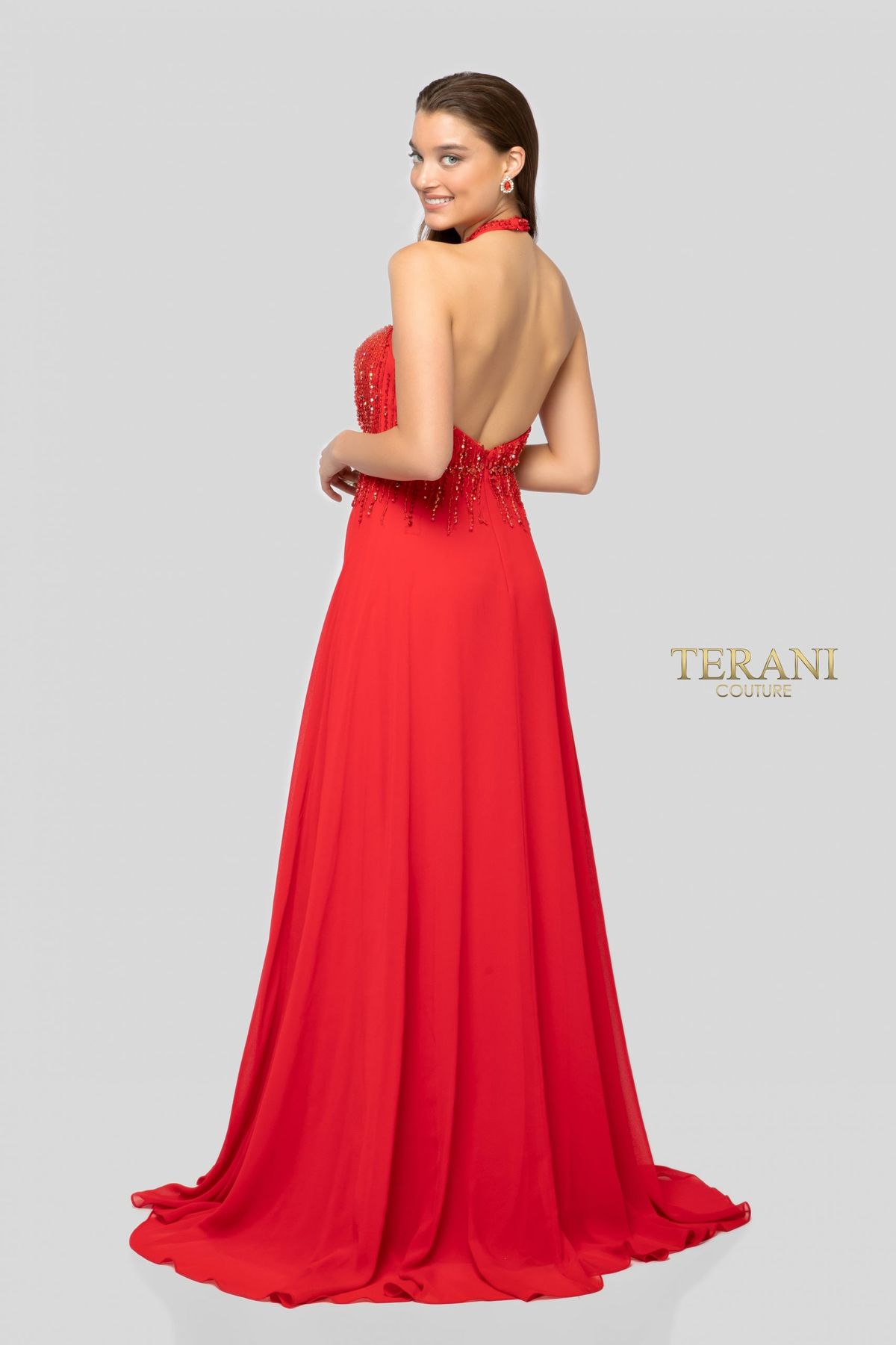 Style 1912P8223 Terani Size 2 Prom Sequined Red A-line Dress on Queenly