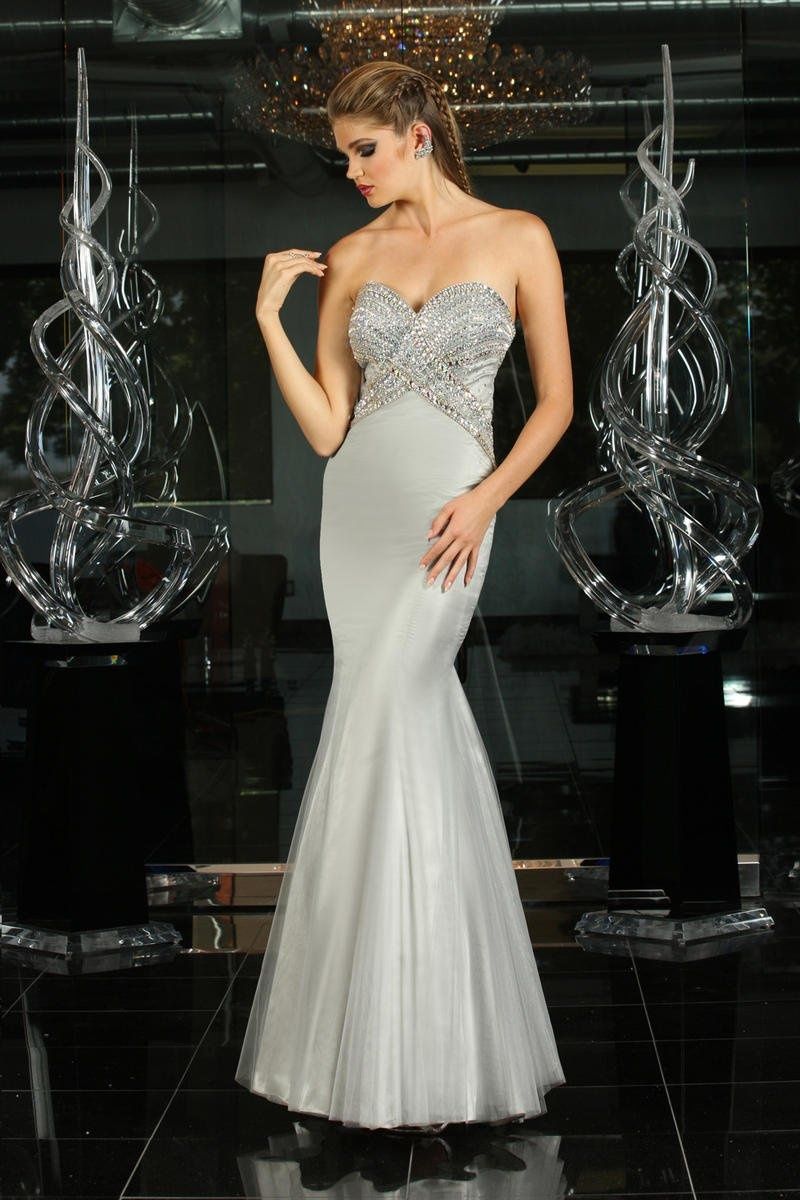 Style 30694 Impression Size 6 Prom Silver Mermaid Dress on Queenly