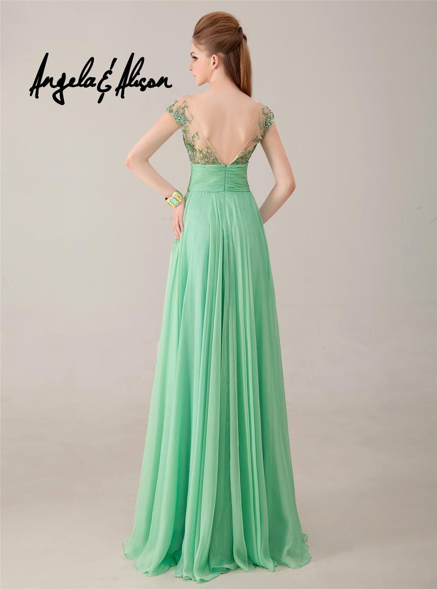 Style 41007 Angela and Alison Size 12 Prom Light Green A-line Dress on Queenly