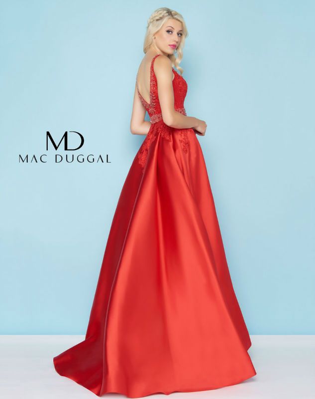 Style 48630 Mac Duggal Size 6 Prom Lace Red A-line Dress on Queenly