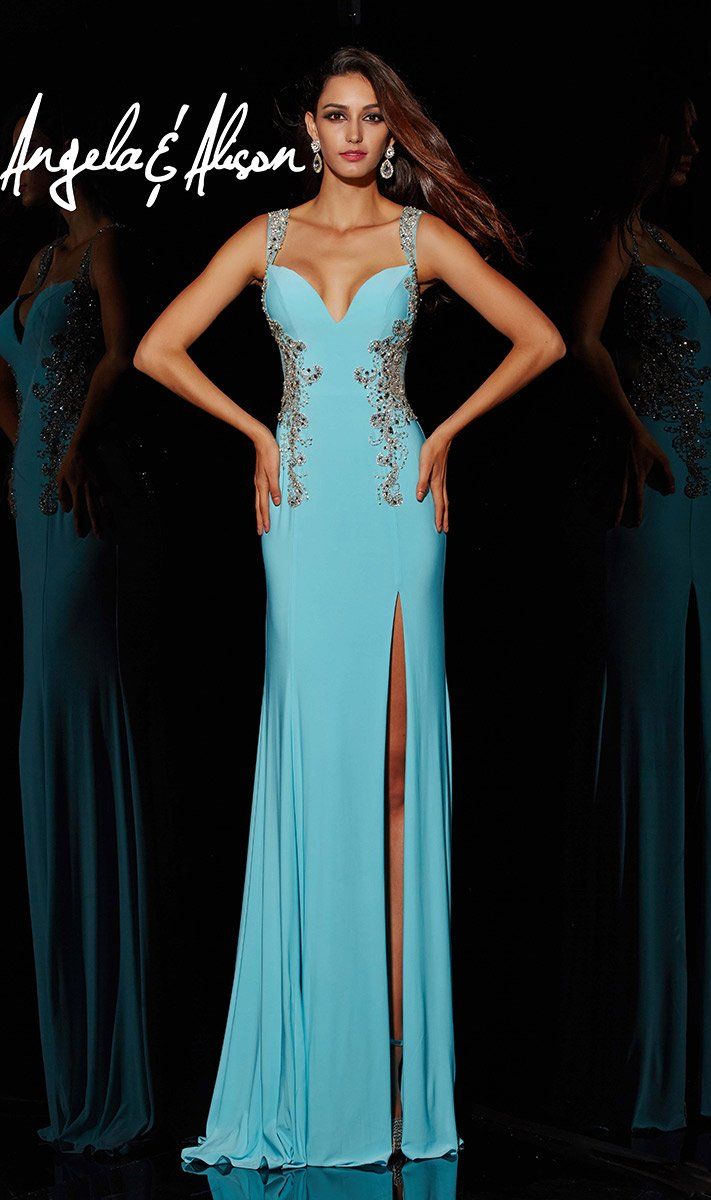 Style 51048 Angela and Alison Size 12 Prom Blue Mermaid Dress on Queenly