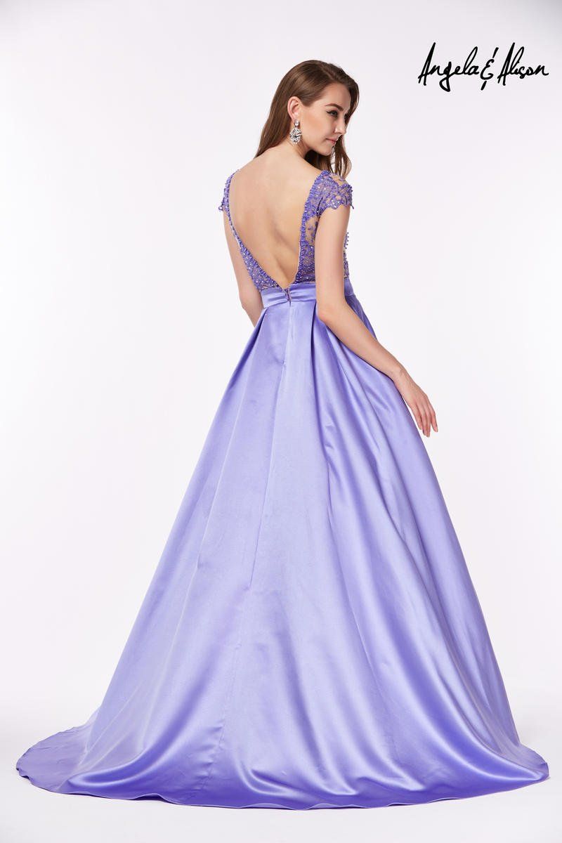 Style 61061 Angela and Alison Size 4 Prom Satin Royal Blue A-line Dress on Queenly