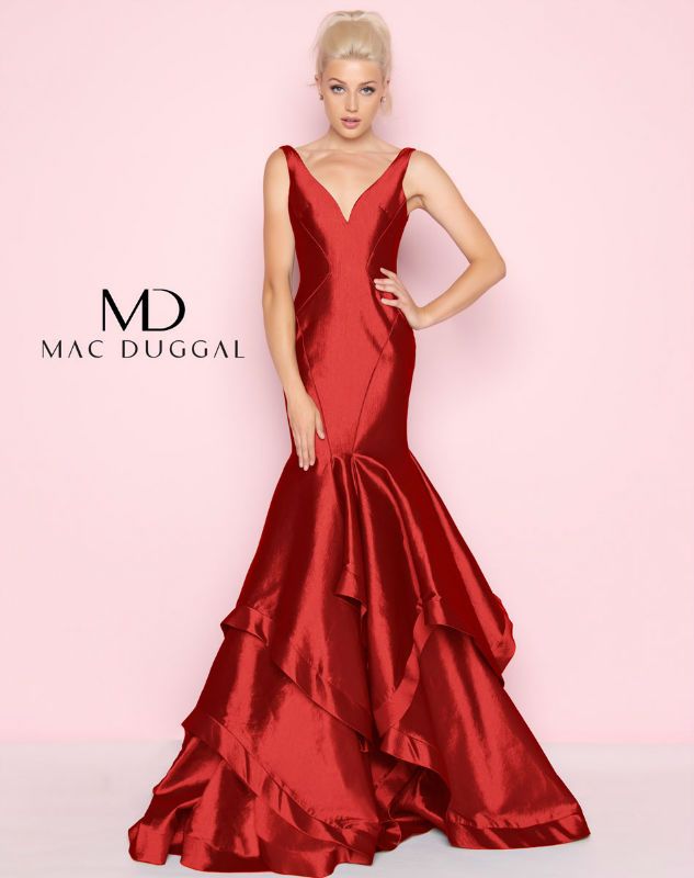 Style 62903 Mac Duggal Size 14 Prom Satin Blue Mermaid Dress