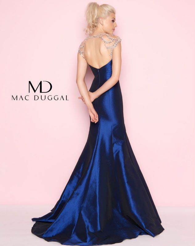 Style 66492 Mac Duggal Plus Size 16 Prom Sequined Royal Blue Mermaid Dress on Queenly