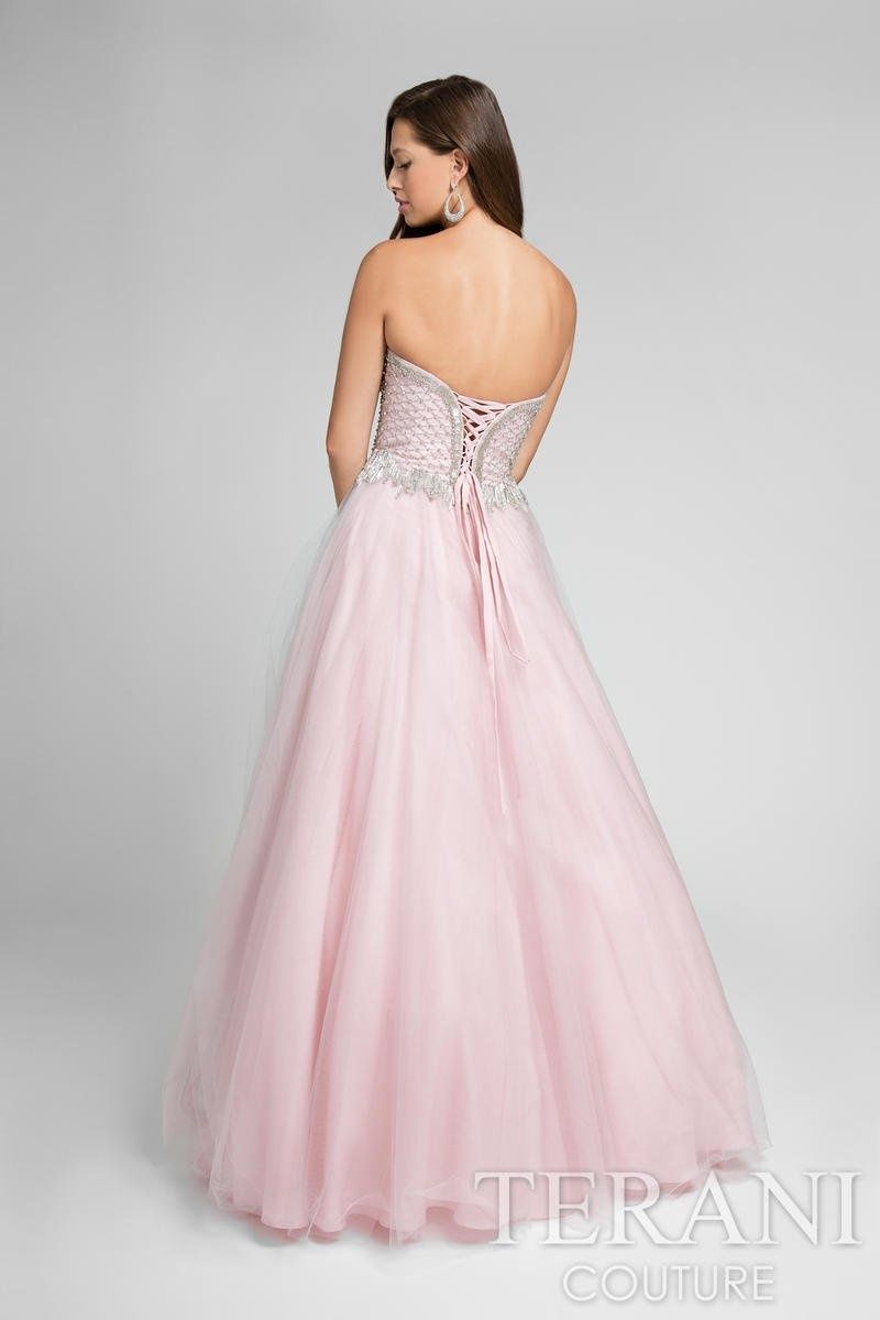 Style TER7482P1171 Terani Size 14 Prom Strapless Sequined Light Pink A-line Dress on Queenly