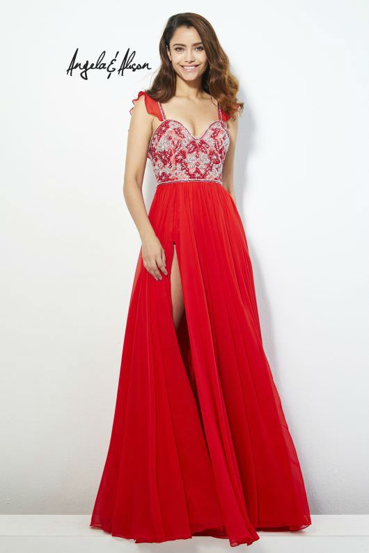 Style 81037 Angela and Alison Plus Size 16 Prom Red A-line Dress on Queenly