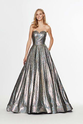 Style 91127 Angela and Alison Size 6 Prom Silver A-line Dress on Queenly