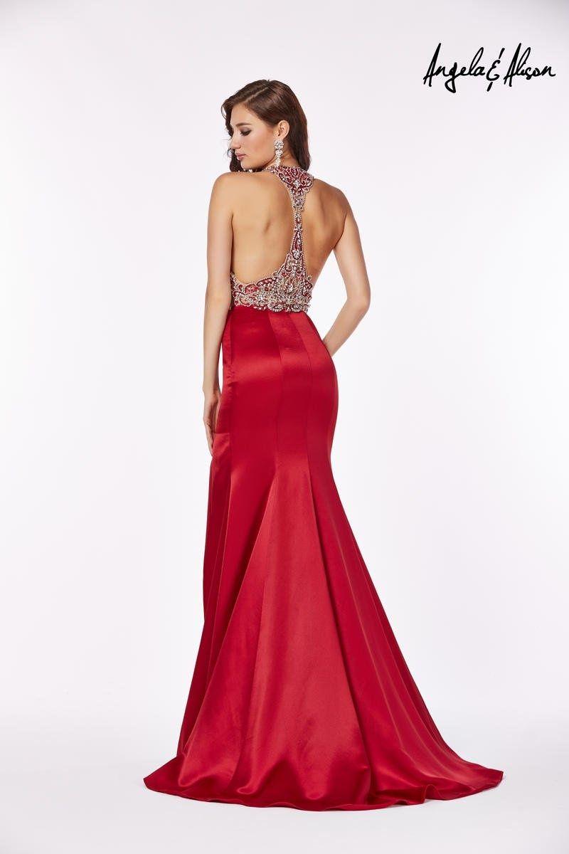 Style ANG48016 Angela and Alison Size 6 Prom Satin Red Mermaid Dress on Queenly