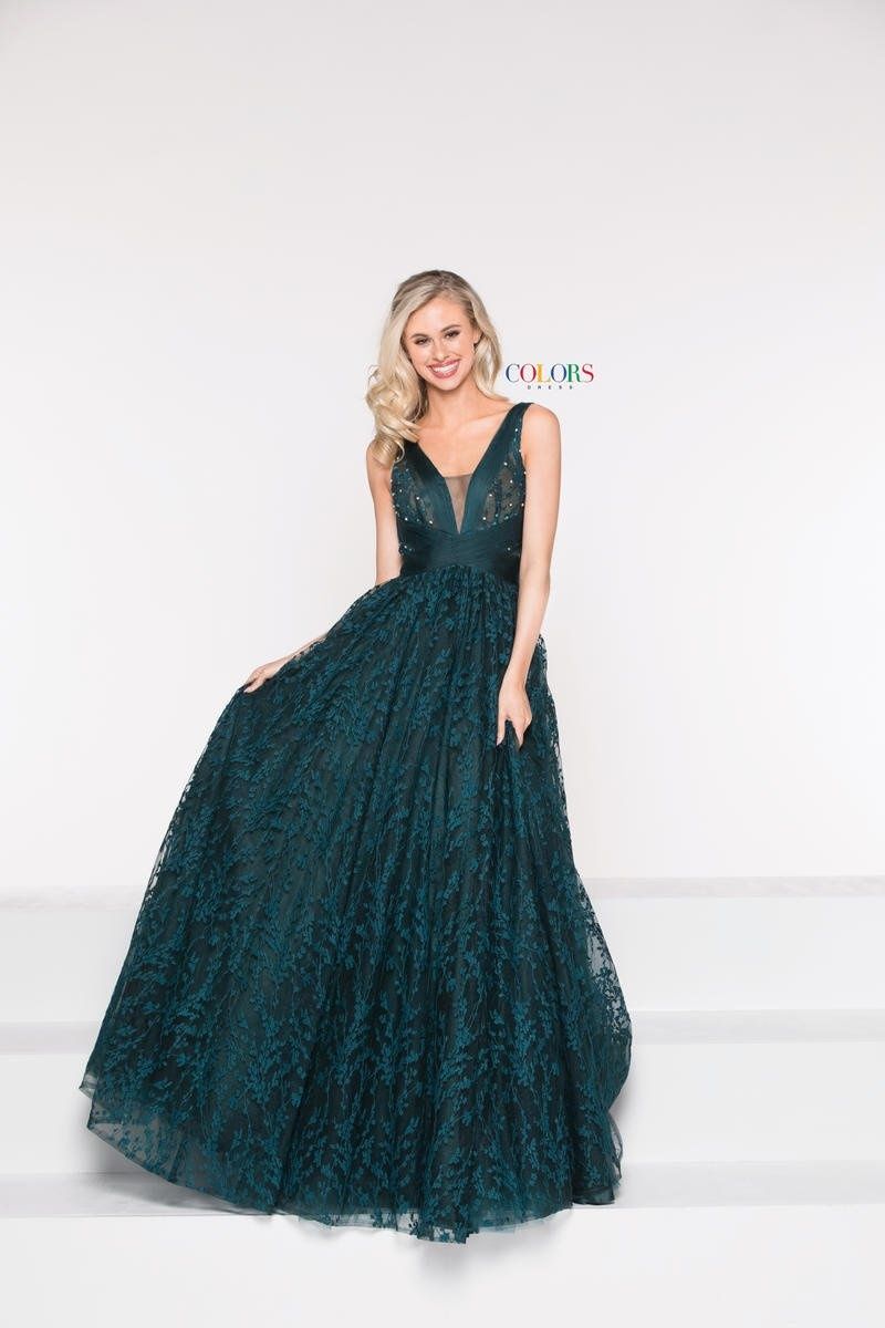Style COL9102 Colors Size 4 Prom Lace Green Ball Gown on Queenly