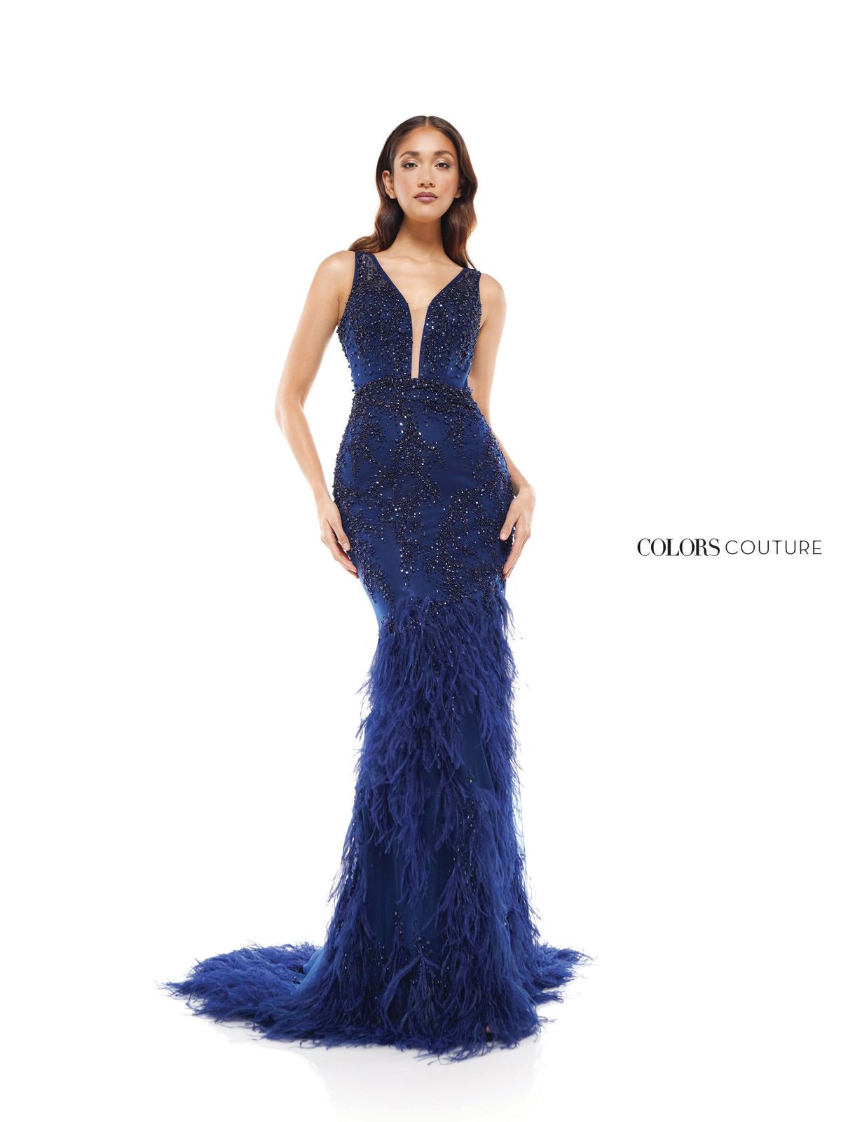 Style J129 Colors Size 6 Prom Lace Navy Blue Mermaid Dress on Queenly