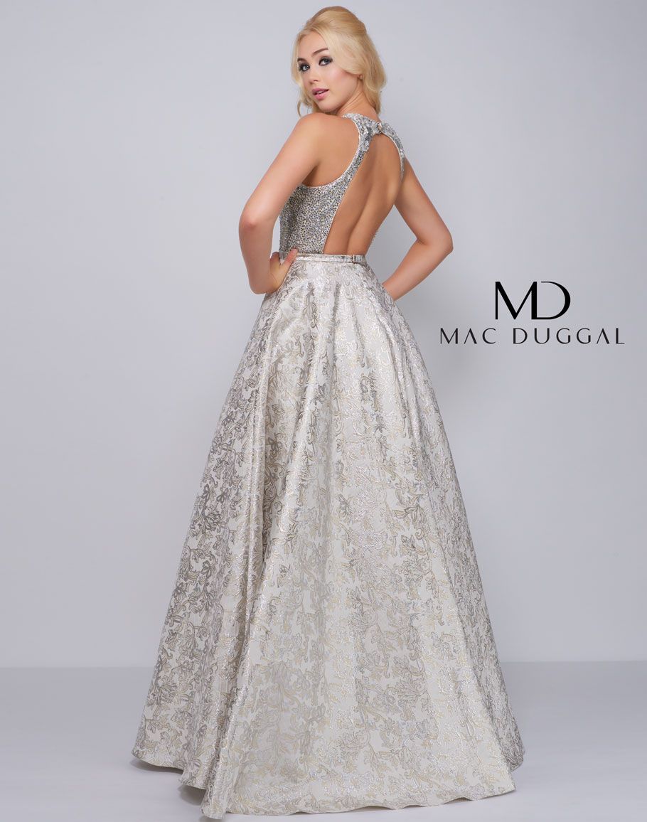 Style MD0902 Mac Duggal Size 4 Prom Silver Ball Gown on Queenly