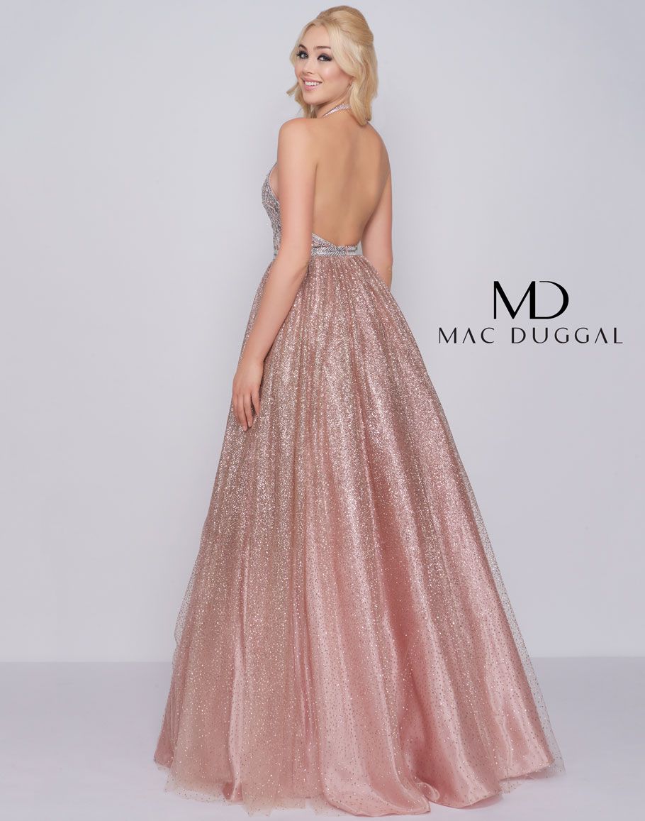 Style MD78503 Mac Duggal Size 2 Prom Halter Sequined Light Pink A-line Dress on Queenly