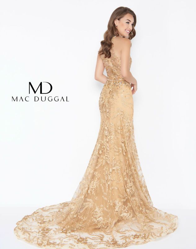 Style MDM16466 Mac Duggal Size 6 Prom Lace Gold Mermaid Dress on Queenly