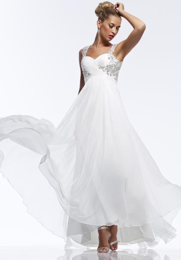 Style R9728 Riva Size 8 Prom White A-line Dress on Queenly