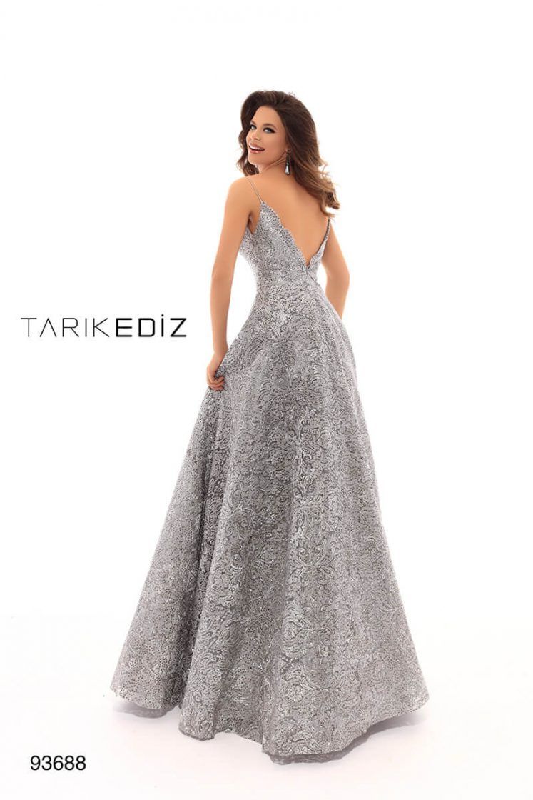 Style 93688 Tarik Ediz Size 10 Pageant Lace Gold A-line Dress on Queenly
