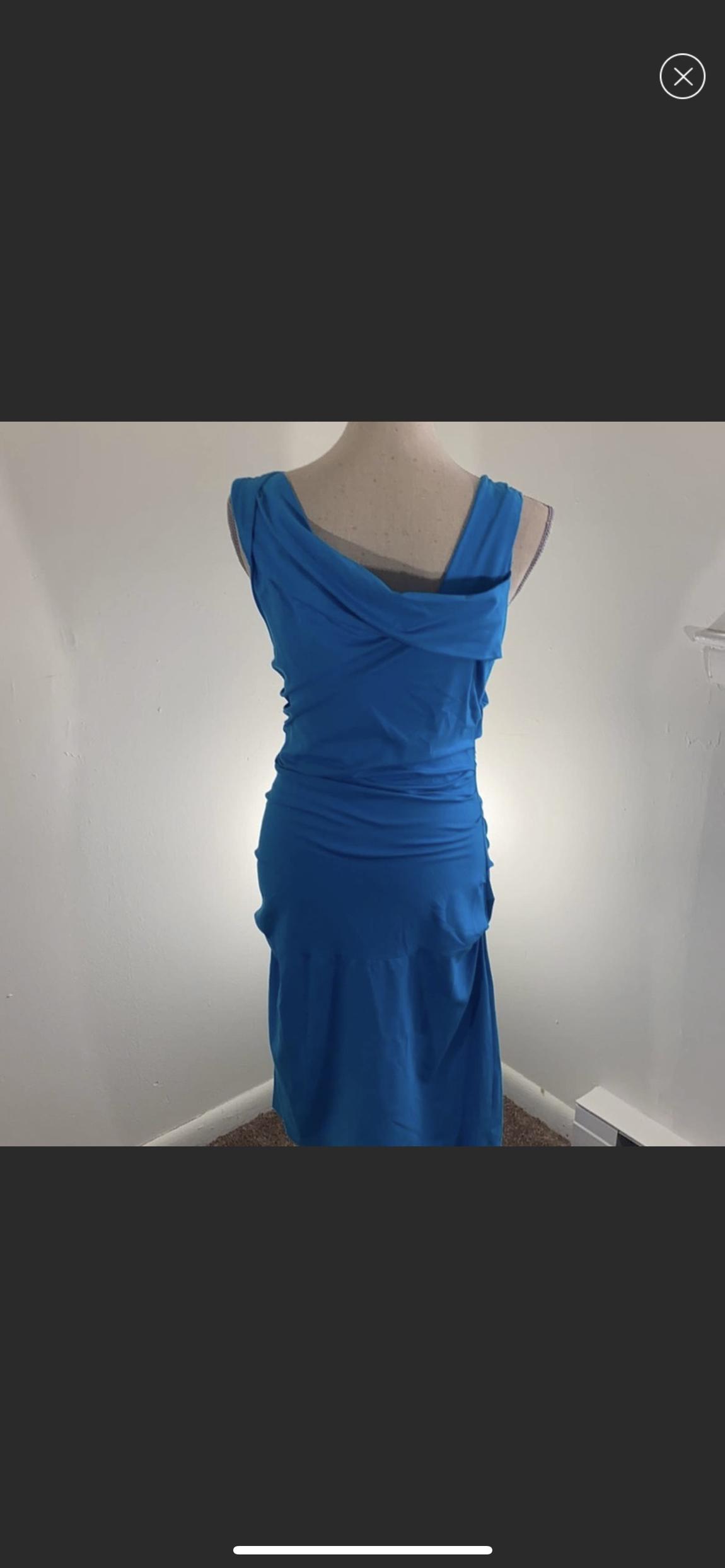 Diane Von Furstenberg Size 12 Blue Cocktail Dress on Queenly