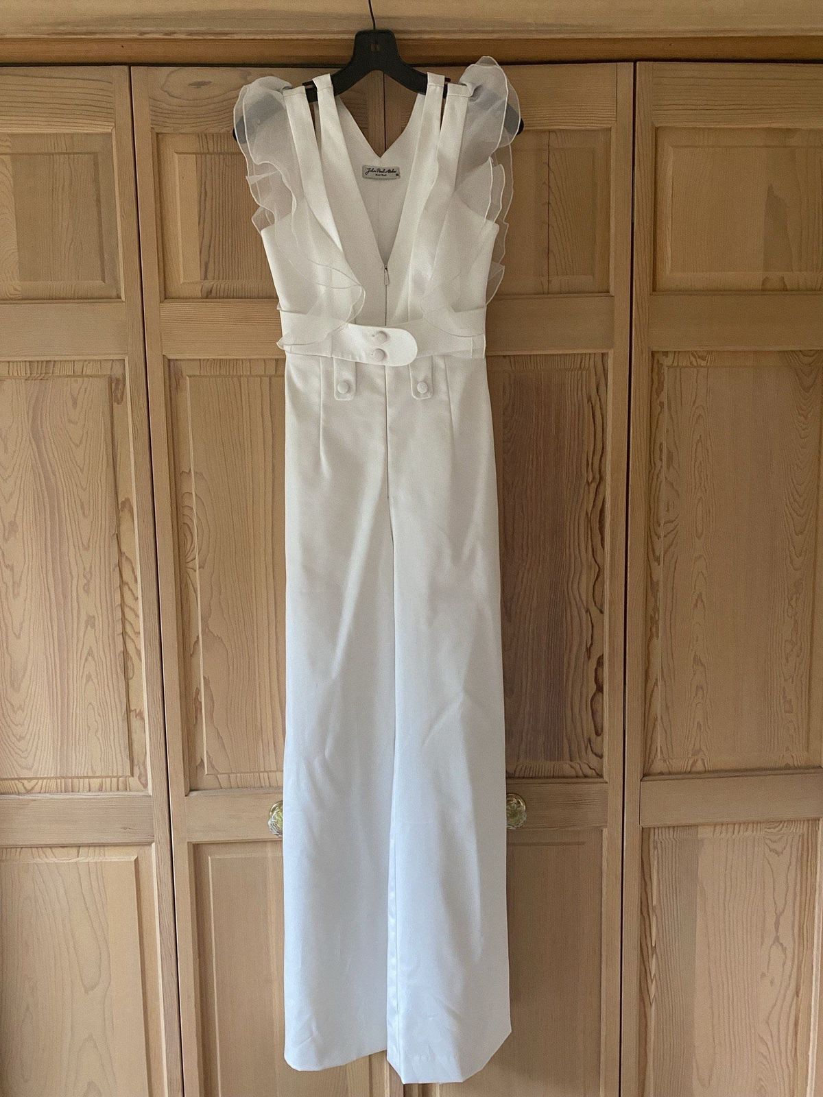 John Paul Ataker Size 0 Pageant White Formal Jumpsuit on Queenly
