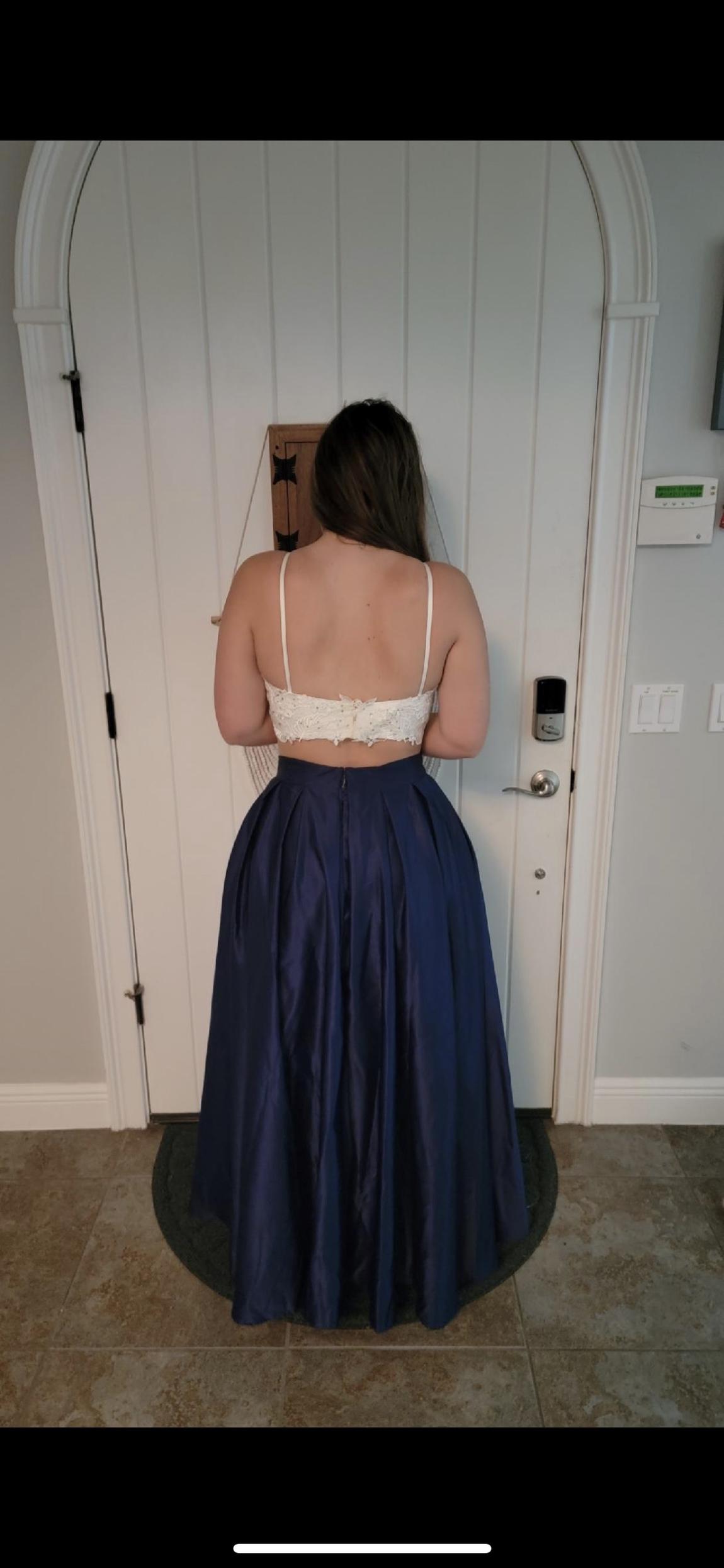 Size 6 Lace Blue Ball Gown on Queenly