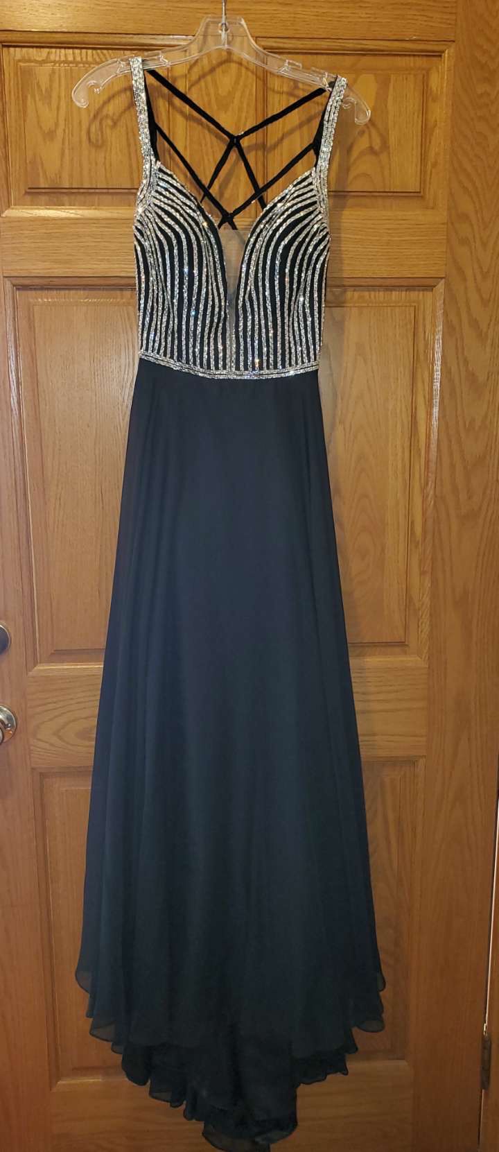 Size 2 Prom Sequined Black Floor Length Maxi on Queenly