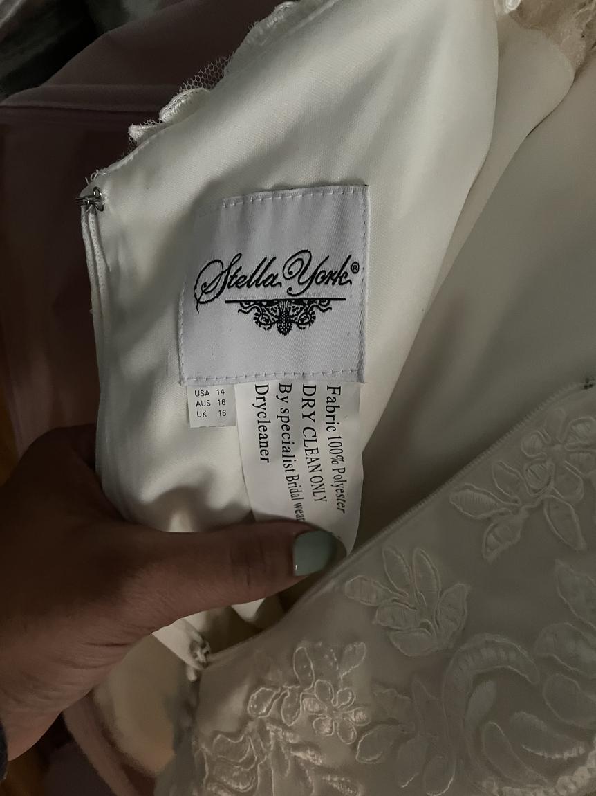 Stella York Size 14 Wedding Plunge White Floor Length Maxi on Queenly