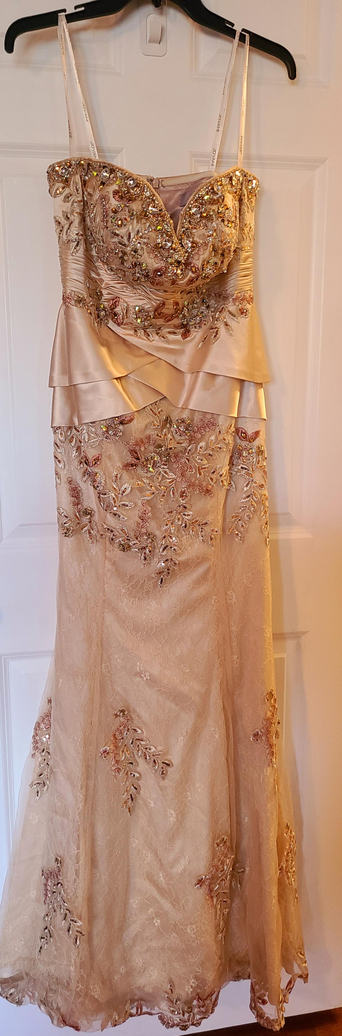 Jovani Size 8 Prom Strapless Sequined Gold Ball Gown on Queenly