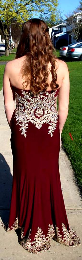 Dancing Queen Size 2 Prom Strapless Red Floor Length Maxi on Queenly