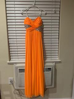 Size 8 Prom Strapless Sequined Orange Ball Gown on Queenly