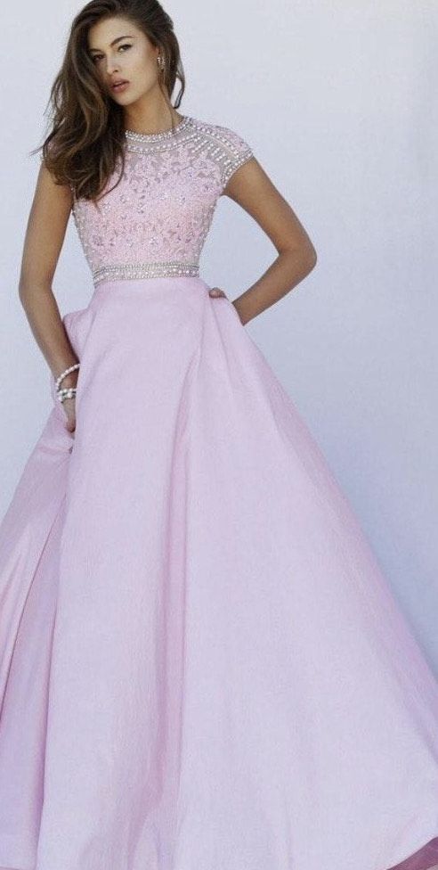 Sherri Hill Size 4 Prom Cap Sleeve Sequined Light Pink Ball Gown on Queenly